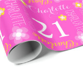 花の名前をカスタムするシャーロット21の誕生日の覆い ラッピングペーパー (ロールコーナー)