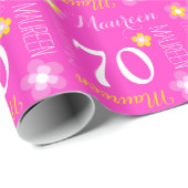 花の名前をカスタムするMaureen 70の誕生日の覆い ラッピングペーパー (ロールコーナー)