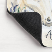 花の名前を持つ灰色の青いパーソナライズされた馬 マウスパッド (コーナー)