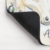 花の名前を持つ灰色の青いパーソナライズされた馬 マウスパッド (コーナー)