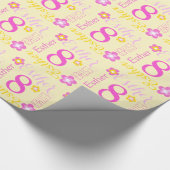 花の名前入りなエスターの年齢の第8誕生日の覆い ラッピングペーパー (角)