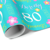 花の名前入りなドロシーの年齢の誕生日の覆い ラッピングペーパー (ロールコーナー)