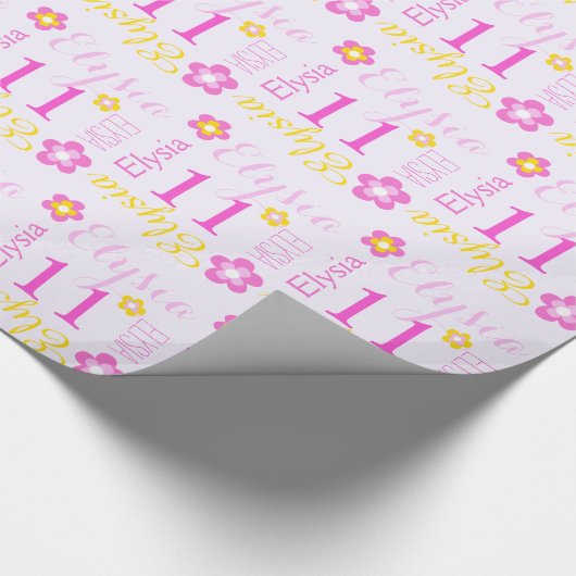 花の名前入りな一流の年齢の第11誕生日の覆い ラッピングペーパー (角)