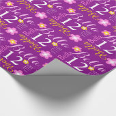 花の名前入りな一流の年齢の第12誕生日の覆い ラッピングペーパー (角)