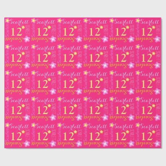 花の名前入りな一流の年齢の第12誕生日の覆い ラッピングペーパー (フラット)