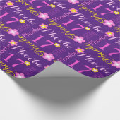 花の名前入りな一流の年齢の第17誕生日の覆い ラッピングペーパー (角)