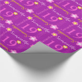 花の名前入りな一流の年齢の第19誕生日の覆い ラッピングペーパー (角)