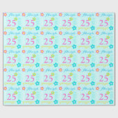 花の名前入りな一流の年齢の第25誕生日の覆い ラッピングペーパー (フラット)