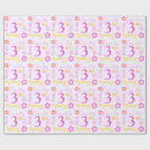 花の名前入りな一流の年齢の第3誕生日の覆い ラッピングペーパー (フラット)