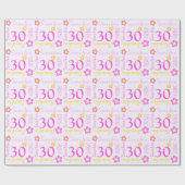 花の名前入りな一流の年齢の第30誕生日の覆い ラッピングペーパー (フラット)