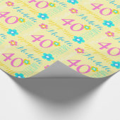 花の名前入りな一流の年齢の第40誕生日の覆い ラッピングペーパー (角)