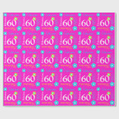 花の名前入りな一流の年齢の第60誕生日の覆い ラッピングペーパー (フラット)