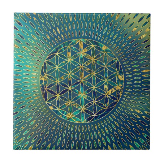 花の命の大理石と金ゴールド タイル (正面)