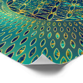 花の命の大理石と金ゴールド ポスター (角)