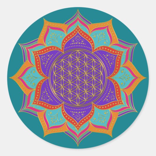 花の命 – LOTUSオーナメント金ゴールドI ラウンドシール (正面)