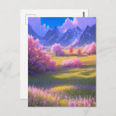 花の咲くさくらんぼの草原 ポストカード (正面/裏面)