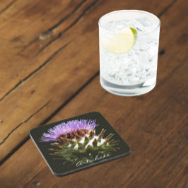 花の咲くグローブアーティチョーク植物採集器 コースター