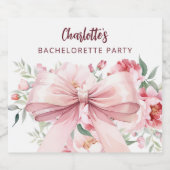 花の咲くバウピンクの花束 ブライダルシャワー スパークリングワインラベル (シングルラベル)