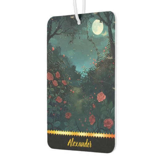 花の咲くバラに囲まれた月光の園路 カーエアーフレッシュナー (左)