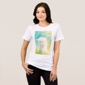 花の咲く中で日向ぼっこするアルパカ トライブレンドTシャツ (正面全面)