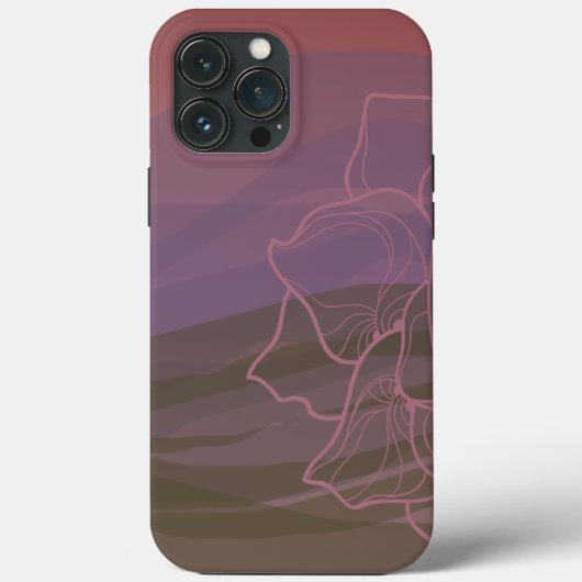 花の咲く山の上の水色の夕日 Case-Mate iPhoneケース (裏面)