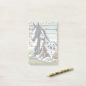 花の咲く木々の間で休む馬と馬 ポストイット (デスク上)