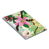 花の咲く木の中の蜂イラストレーション ノートブック (右側)