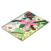 花の咲く木の中の蜂イラストレーション ノートブック (左側)