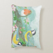 花の咲く木の枝で鳥が歌う アクセントクッション (裏面(縦))