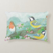 花の咲く木の枝で鳥が歌う アクセントクッション (裏面)