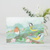花の咲く木の枝で鳥が歌う シーズンカード (スタンド正面)