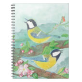 花の咲く木の枝で鳥が歌う ノートブック (正面)