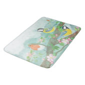 花の咲く木の枝で鳥が歌う バスマット (アングル)