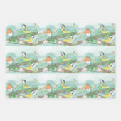 花の咲く木の枝で鳥が歌う ラッピングペーパーシート (正面3)