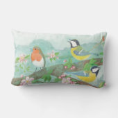 花の咲く木の枝で鳥が歌う ランバークッション (裏面)