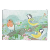 花の咲く木の枝で鳥が歌う 枕カバー (裏面)
