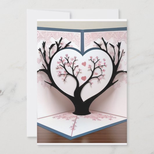 花の咲く木の3Dカード 招待状 (正面)