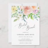 花の咲く桃色の水彩画 ブライダルランチ 招待状 (正面)