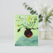 花の咲く植物のはがきを持つ大ポット ポストカード (スタンド正面)