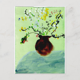 花の咲く植物のはがきを持つ大ポット ポストカード
