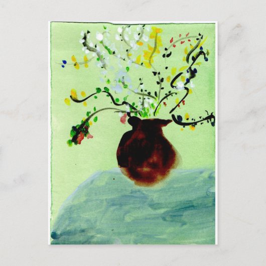 花の咲く植物のはがきを持つ大ポット ポストカード (正面)