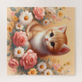 花の咲く美しい猫 ジグソーパズル (横)
