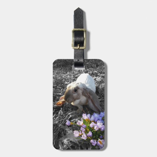 花の咲く美しい英語のロップ ラゲッジタグ (正面縦)