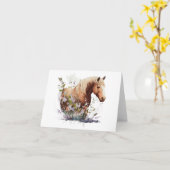 花の咲く美しい馬空白の カード (黄色い花)