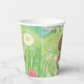 花の咲く草原に四つの小さなハリネズミ 紙コップ (右)