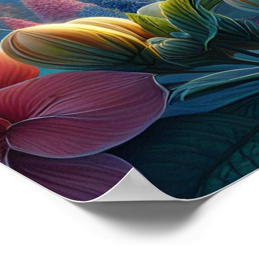 花の咲く草原の上のエーテルの飛行 ポスター (角)