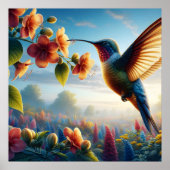 花の咲く草原の上のエーテルの飛行 ポスター (正面)