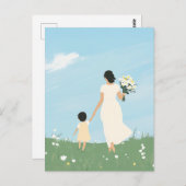 花の咲く草原の母と子 ポストカード (正面/裏面)
