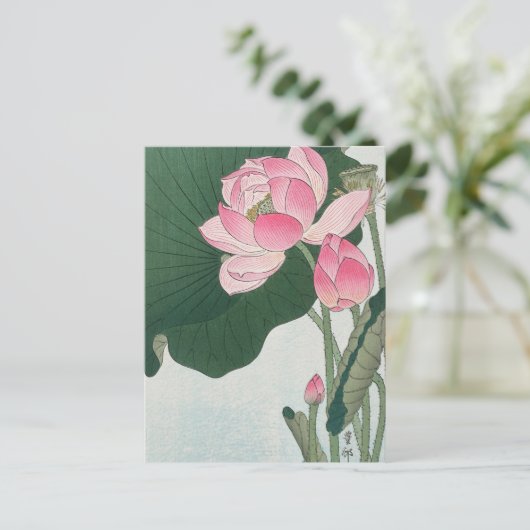 花の咲く蓮絵を描の花の大原光尊 ポストカード (スタンド正面)