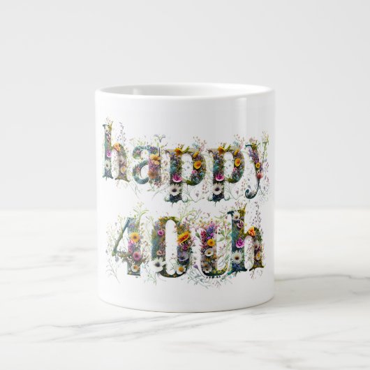花の咲く40歳の誕生日おめでとう ジャンボコーヒーマグカップ (正面)